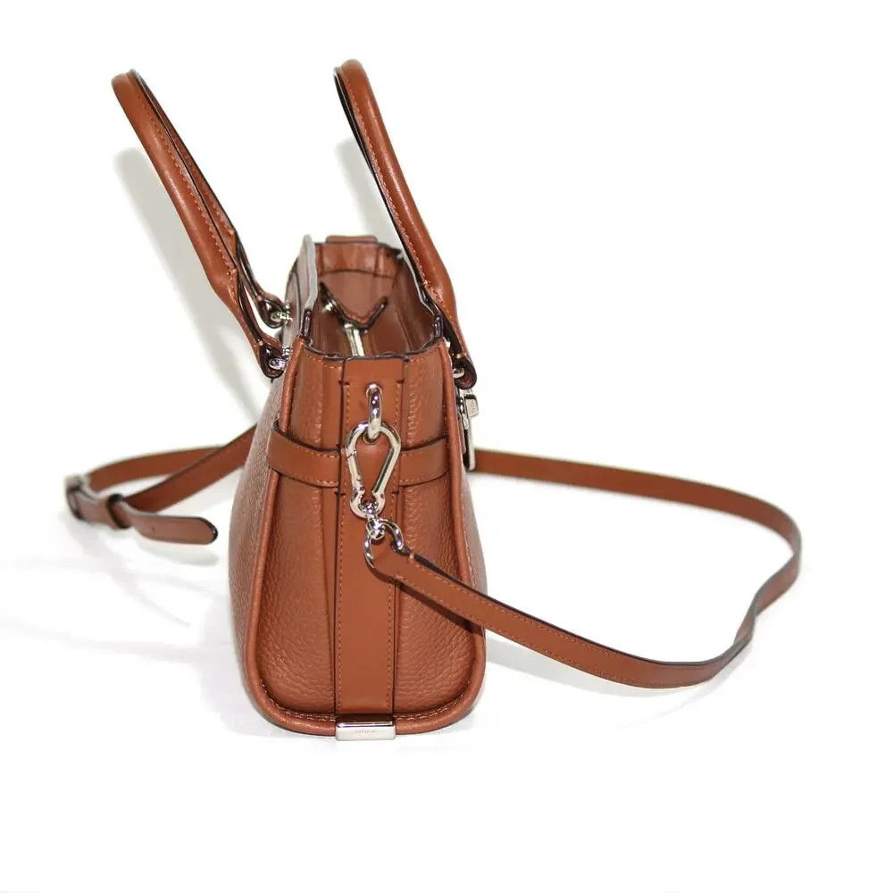 Coach Swagger Pebbled Brown Leather Satchel Bag